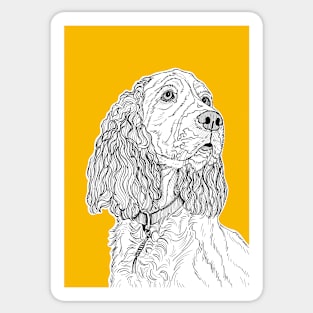 Spaniel Dog Portrait ( yellow background ) Sticker